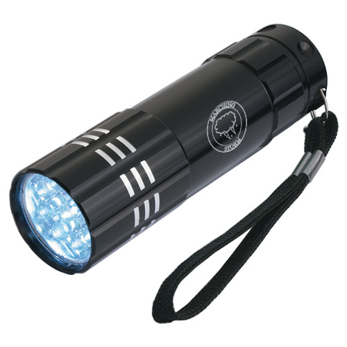  Industrial Triple LED Black Flashlight - Marching Storm Cloud Circle Engraved