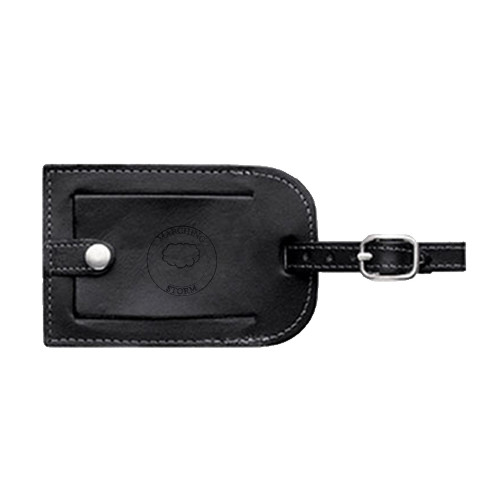  Millennium Leather Luggage Tag - Marching Storm Cloud Circle Engraved
