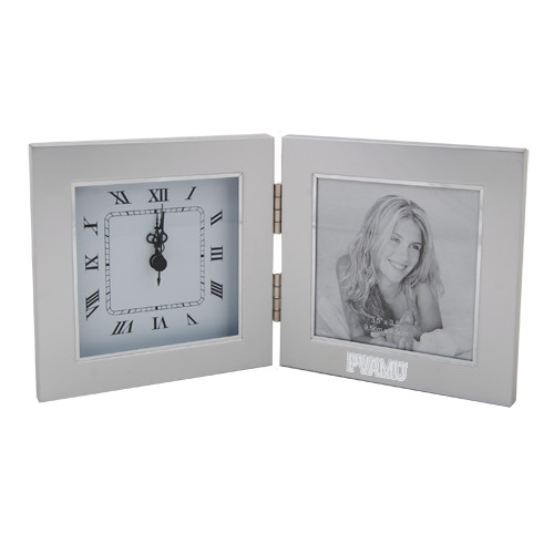 Silver Two Tone Photo Frame w/Clock - PVAMU Engraved