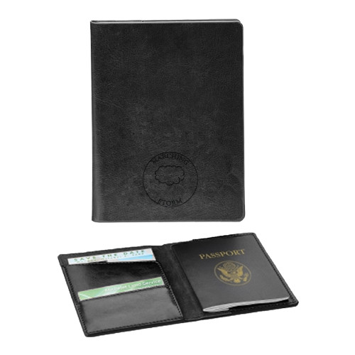  Fabrizio Black RFID Passport Holder - Marching Storm Cloud Circle Engraved