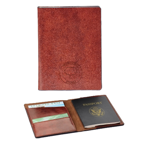  Fabrizio Brown RFID Passport Holder - Marching Storm Cloud Circle Engraved