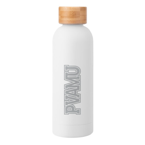  Blair White Stainless Steel Bottle w/ Bamboo Lid 17 oz - PVAMU Engraved