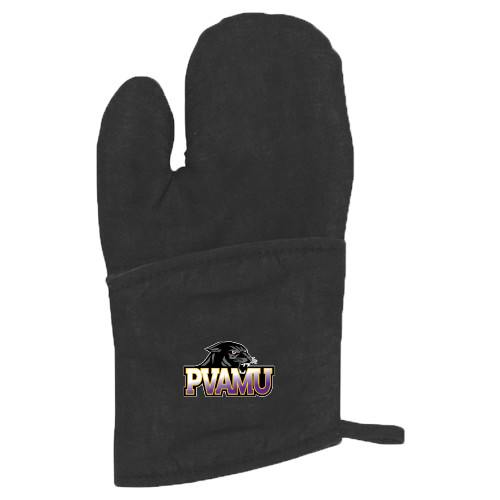  Quilted Canvas Black Oven Mitt - Official Logo