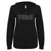 Thumbnail image for  ENZA Womens Black V Notch Raw Edge Fleece Hoodie