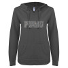 Thumbnail image for  ENZA Womens Dark Heather V Notch Raw Edge Fleece Hoodie