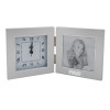 Thumbnail image for  Silver Two Tone Photo Frame w/Clock