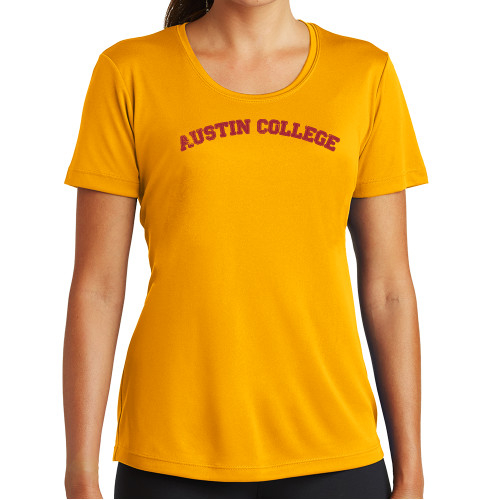  Womens Gold Performance Short Sleeve Tee - Austin College Arched