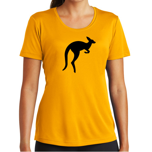 Womens Gold Performance Short Sleeve Tee - Kangaroo Hopping