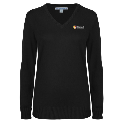  Womens Black VNeck Sweater - Institutional