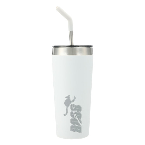  Faye White Vacuum Tumbler w/ Stainless Steel Straw 20 oz - Roos Engraved