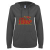 Thumbnail image for  ENZA Womens Dark Heather V Notch Raw Edge Fleece Hoodie