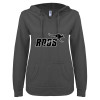 Thumbnail image for  ENZA Womens Dark Heather V Notch Raw Edge Fleece Hoodie