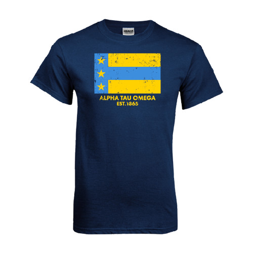 Navy T Shirt-Distressed Flag