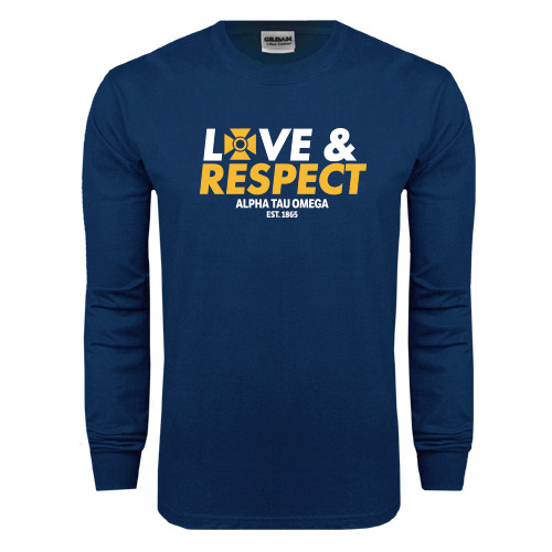 Navy Long Sleeve T-Shirt-Love and Respect Stacked