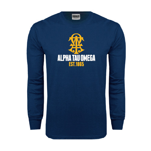 Navy Long Sleeve T-Shirt-Est Year Stacked w/ Crest