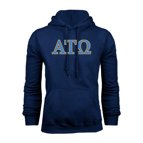Navy Fleece Hoodie-ATO 2 Color Greek Letters