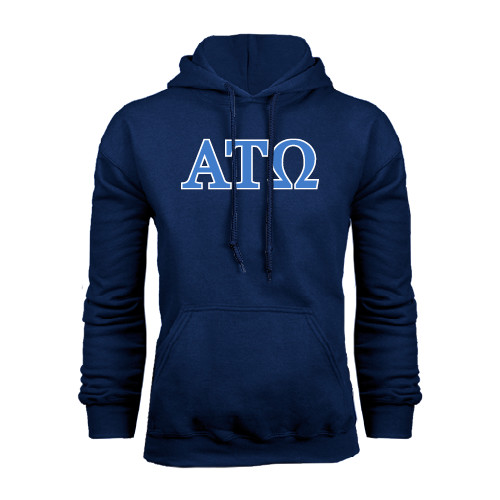 Navy Fleece Hoodie-ATO 2 Color Greek Letters