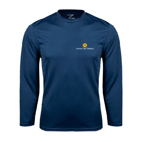 Navy Performance Long Sleeve Shirt-Official Logo