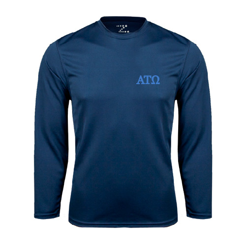 Navy Performance Long Sleeve Shirt-ATO Greek Letters