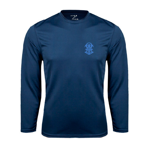 Navy Performance Long Sleeve Shirt-ATO Interlocking