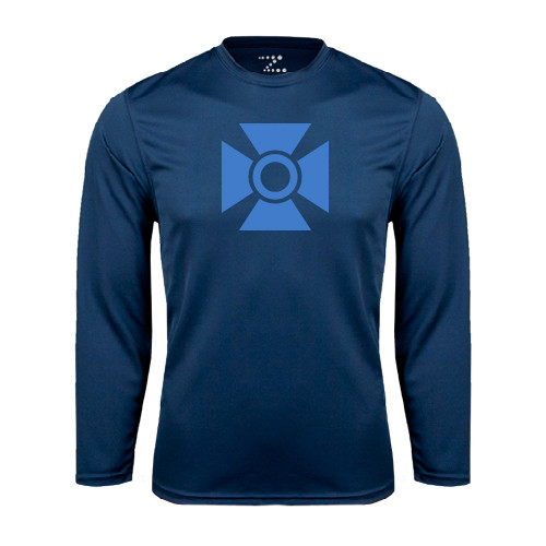 Navy Performance Long Sleeve Shirt-Cross