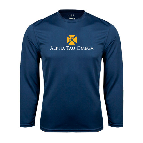 Navy Performance Long Sleeve Shirt-Official Logo
