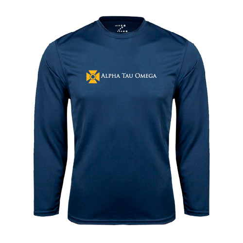 Navy Performance Long Sleeve Shirt-Official Logo Flat Version