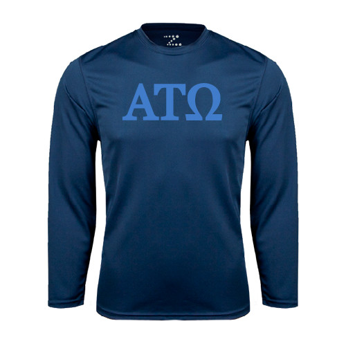 Navy Performance Long Sleeve Shirt-ATO Greek Letters