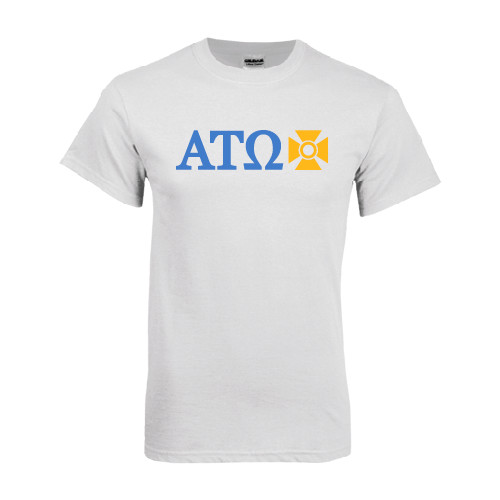 White T Shirt-Greek Letters with Cross