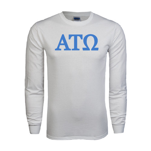 White Long Sleeve T Shirt-ATO Greek Letters