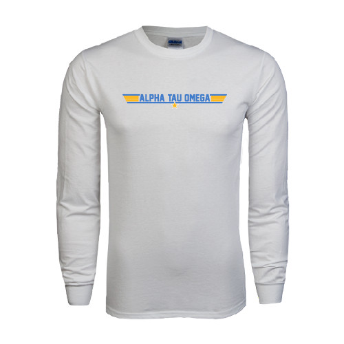 White Long Sleeve T Shirt-Top Gun Style