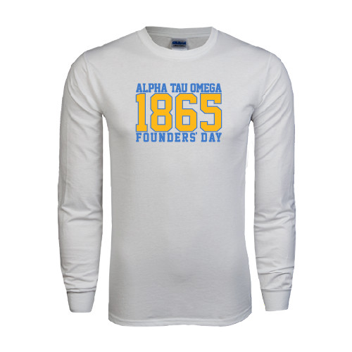 White Long Sleeve T Shirt-Jersey Font Established Day