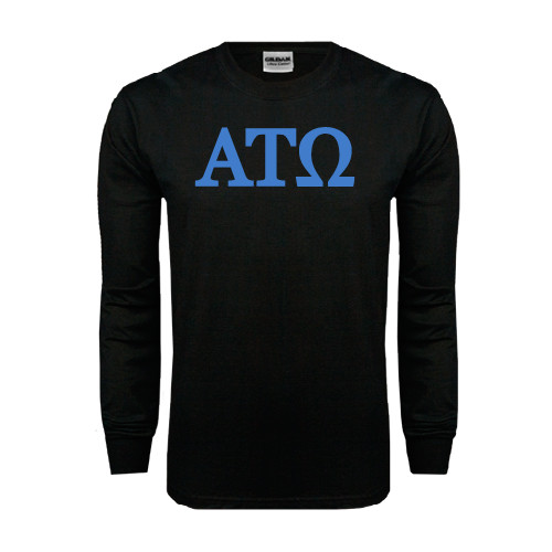 Black Long Sleeve T Shirt-ATO Greek Letters
