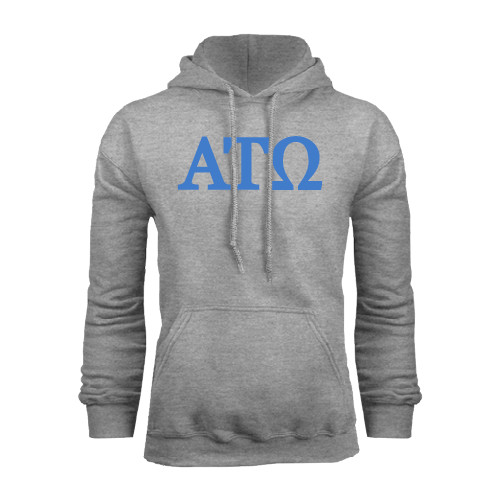 Grey Fleece Hoodie-ATO Greek Letters