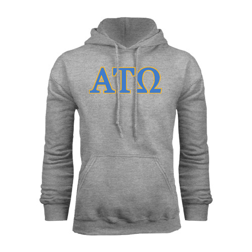 Grey Fleece Hoodie-ATO 2 Color Greek Letters