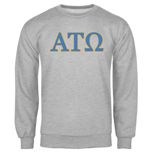 Grey Fleece Crew-ATO 2 Color Greek Letters