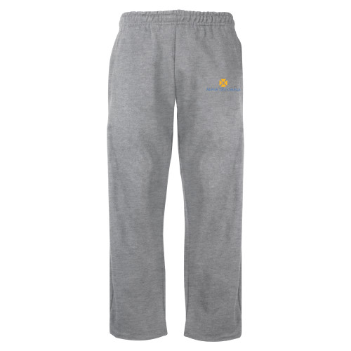 Grey Fleece Open Bottom Pant-Official Logo