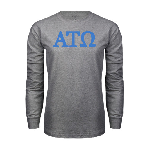 Grey Long Sleeve T Shirt-ATO Greek Letters