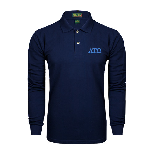 Navy Long Sleeve Polo-ATO Greek Letters