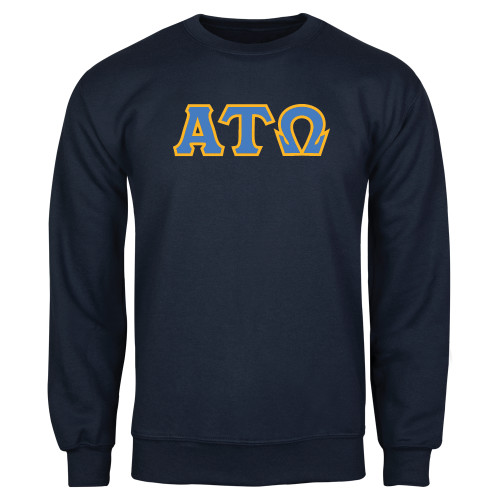 Navy Fleece Crew-Greek Letters Tackle Twill