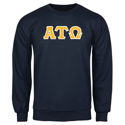 Navy Fleece Crew-Greek Letters Tackle Twill
