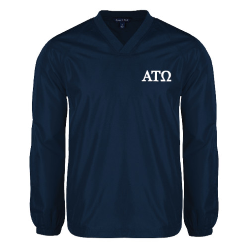 Navy V Neck Raglan Windshirt-ATO Greek Letters