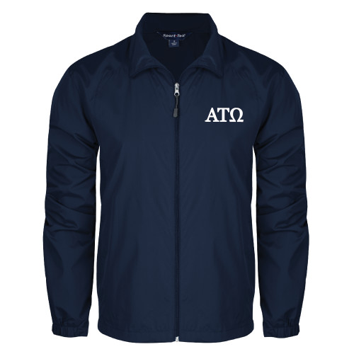 Navy Full Zip Wind Jacket-ATO Greek Letters