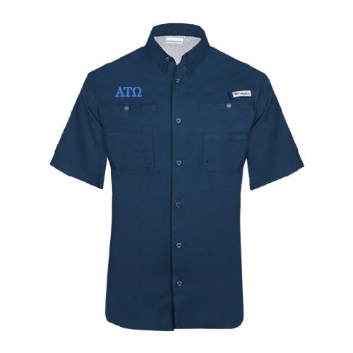 Columbia Navy Tamiami Performance Short Sleeve Shirt-ATO Greek Letters