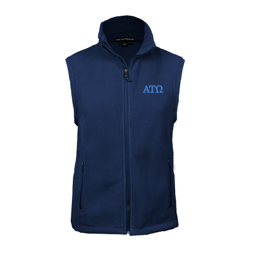 Navy Fleece Full Zip Vest-ATO Greek Letters