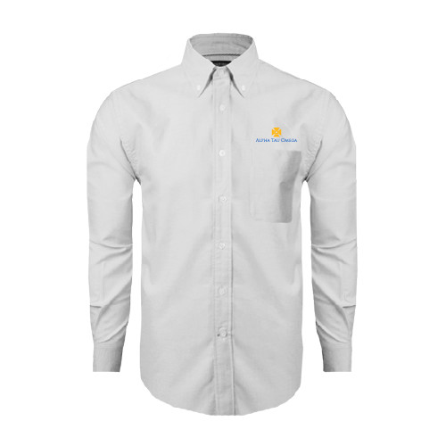 White Oxford Long Sleeve Shirt-Official Logo