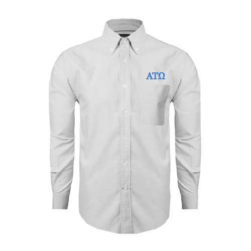 White Oxford Long Sleeve Shirt-ATO Greek Letters