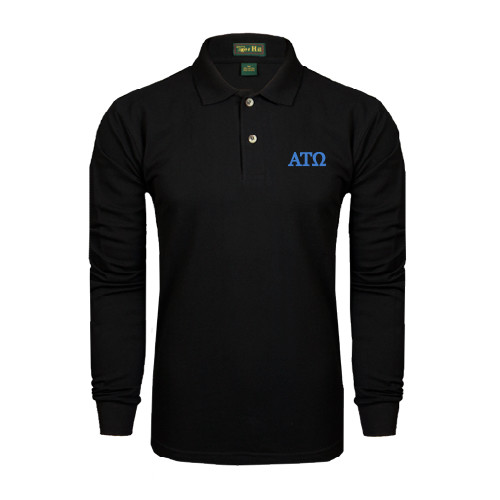 Black Long Sleeve Polo-ATO Greek Letters