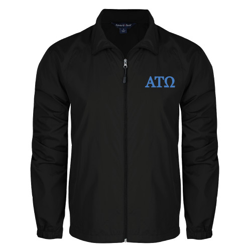 Black Full Zip Wind Jacket-ATO Greek Letters