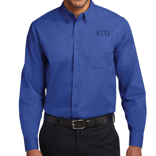 Royal Twill Button Down Long Sleeve-ATO Greek Letters